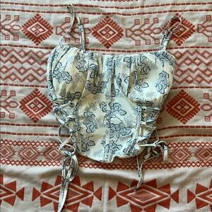 Floral Print Cream and Blue corset top